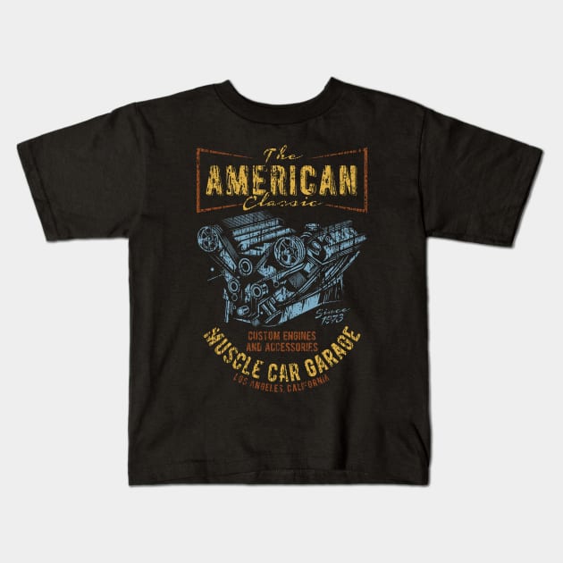 American Classic muscle car custom distressed Kids T-Shirt by SpaceWiz95